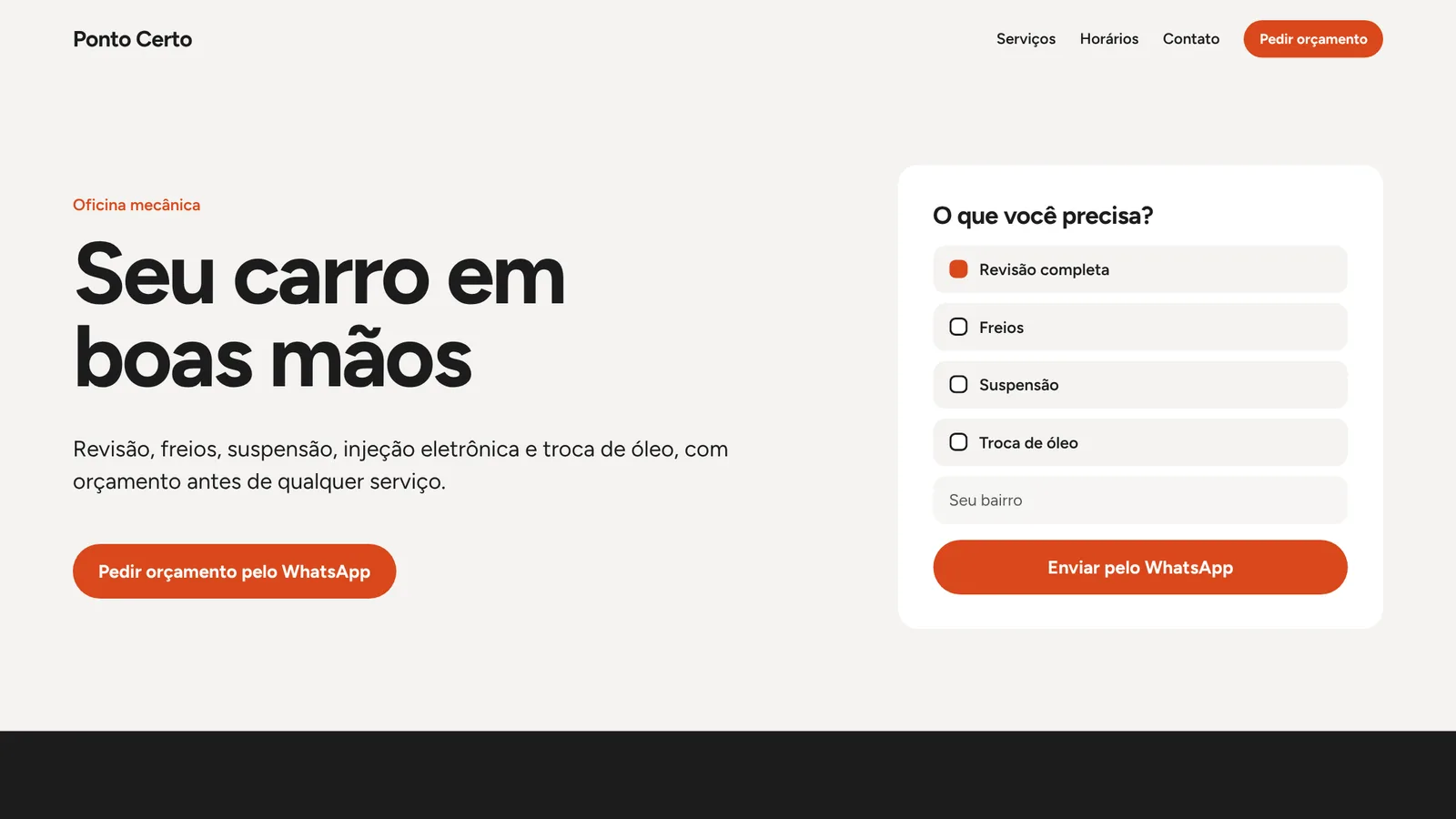 Modelo de site de oficina mecânica no computador